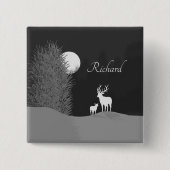 Hirsche auf dem Moon Lit Hill Personal Button (Vorderseite)