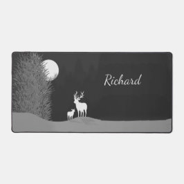 Hirsche auf dem Moon Lit Hill Personal Schreibtischunterlage