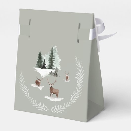 Hirsche auf der Wiese des Schneewaldes Geschenkschachtel (Rückseite)