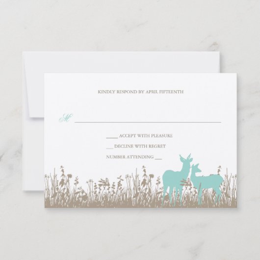 Hirsche auf einem Feld Einladung zur Hochzeit (Vorderseite)