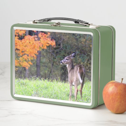 Hirsche auf Herbstfeldern Metall Brotdose (Beispiel)