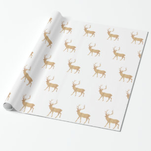 Hirsche auf Retro-Holzboden Geschenkpapier