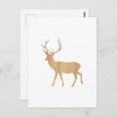 Hirsche auf Retro-Holzboden Postkarte (Vorne/Hinten)