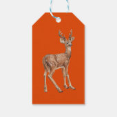 Hirsche auf Rot Geschenkanhänger (Rückseite)
