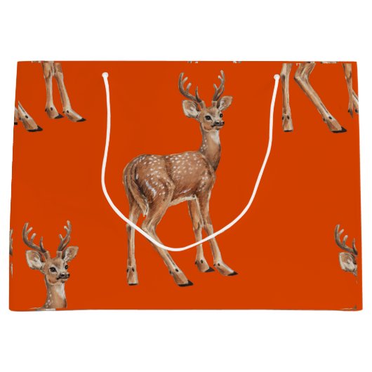 Hirsche auf Rot Große Geschenktüte (Vorderseite)
