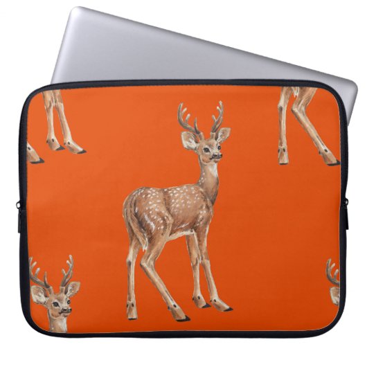 Hirsche auf Rot Laptopschutzhülle (Vorderseite)