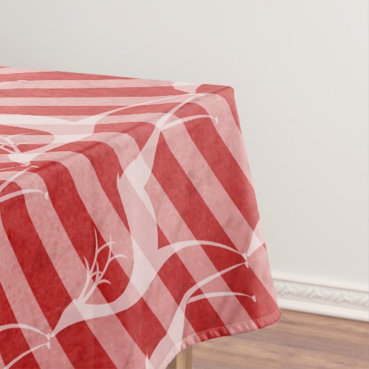 Hirsche auf rotem und rosafarbenem Diagonal Stripe Tischdecke (Beispiel)