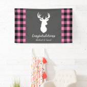 Hirsche Babydusche Mädchen Pink Kariert Banner (Insitu)