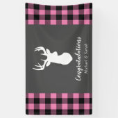 Hirsche Babydusche Mädchen Pink Kariert Banner (Vertikal)