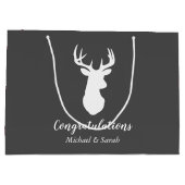 Hirsche Babydusche Mädchen Pink Kariert Große Geschenktüte (Rückseite)