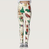 Hirsche, Bär, Katze und Nutcracker Leggings (Vorderseite)
