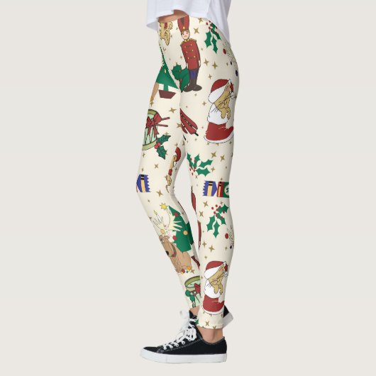 Hirsche, Bär, Katze und Nutcracker Leggings (Links)