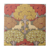 Hirsche, Bäume, Eichhörnchen, Vögel, Rowan Berries Fliese (Vorderseite)