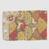 Hirsche, Bäume, Eichhörnchen, Vögel, Rowan Berries Golfhandtuch (Horizontal)