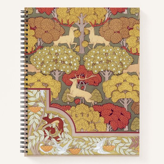Hirsche, Bäume, Eichhörnchen, Vögel, Rowan Berries Notizblock (Vorderseite)