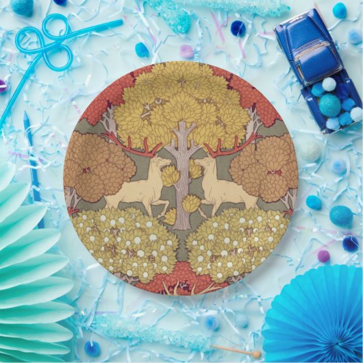 Hirsche, Bäume, Eichhörnchen, Vögel, Rowan Berries Pappteller (Party)