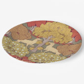 Hirsche, Bäume, Eichhörnchen, Vögel, Rowan Berries Pappteller (Schrägansicht)