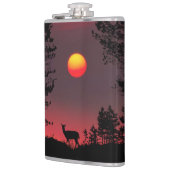 Hirsche bei Sonnenuntergang Flachmann (Links)