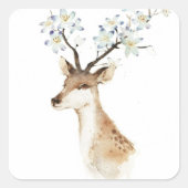Hirsche Blume Antlers Quadratischer Aufkleber (Vorderseite)