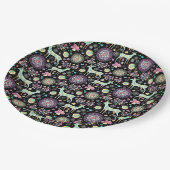 Hirsche Blume Schneeflocken Herzvögel Pappteller (Schrägansicht)