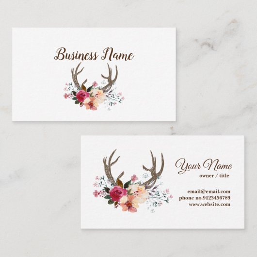Hirsche, Blume Visitenkarte (Vorne/Hinten)