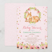 Hirsche Blumenwasser Kinderdusche Einladung (Vorne/Hinten)