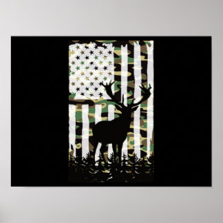 Hirsche Buck Junting Camouflage USA Flag Camoflaug Poster