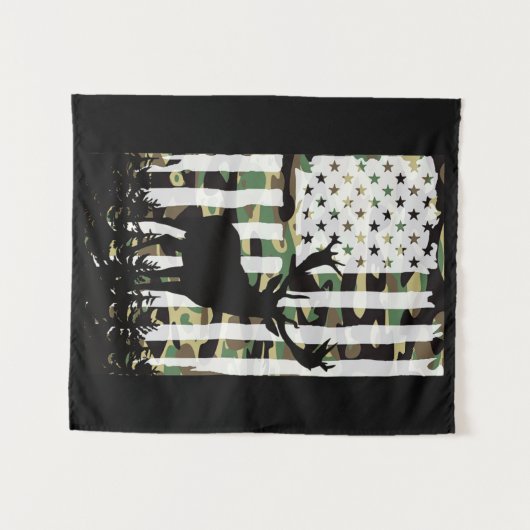 Hirsche Buck Junting Camouflage USA Flag Camoflaug Wandteppich (Vorderseite (Horizontal))