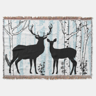 Hirsche-Buck und Birkenwald-Doe-Blanket Decke