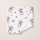 Hirsche Cartoon Badhandtuch Set (Waschlappen)