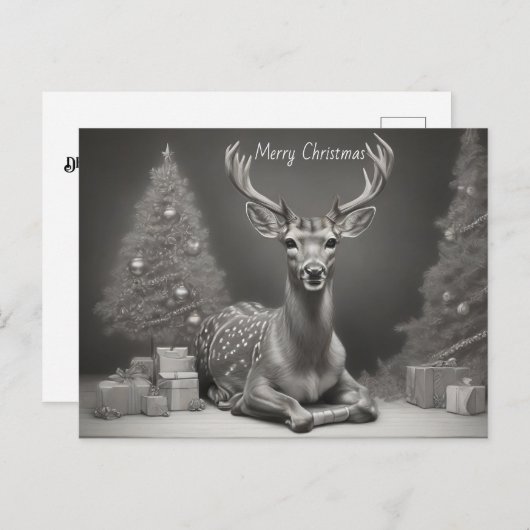 Hirsche, die Bäume pflanzen und Hintergrund darste Postkarte (Vorne/Hinten)