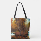 Hirsche durch einen Wald-Stream Tote-Beutel Tasche (Rückseite)