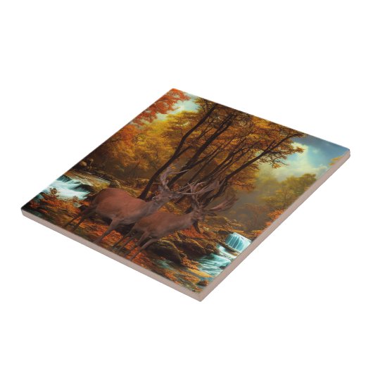 Hirsche durch einen Waldbrand Fliese (Seite)