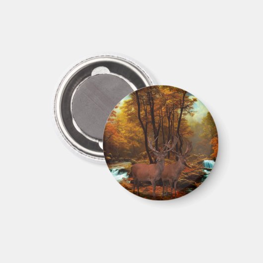 Hirsche durch einen Waldbrand Magnet (Vorderseite/Rückseite)