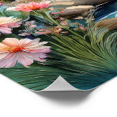 Hirsche durch Wasserfall 1 Poster (Ecke)