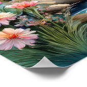 Hirsche durch Wasserfall 4 Poster (Ecke)