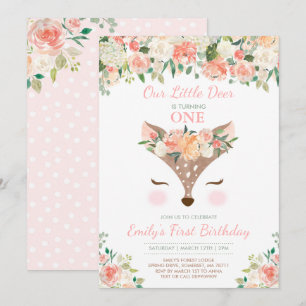 Hirsche Einladung Blumenwald Hirsche