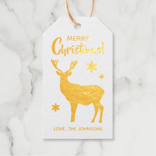 Hirsche elegante einfache Silhouette Frohe Weihnac Geschenkanhänger (Vorderseite)