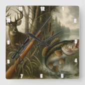 Hirsche Elk Else Hunter Wildlife Forest Quadratische Wanduhr (Vorderseite)