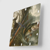 Hirsche Elk Else Hunter Wildlife Forest Quadratische Wanduhr (Winkel)