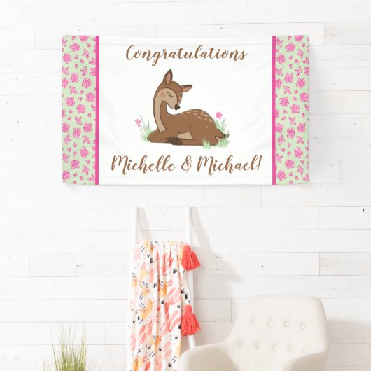Hirsche Fawn Baby Shower Woodland Animals Banner (Insitu)
