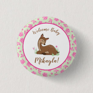 Hirsche Fawn Baby Shower Woodland Animals Button
