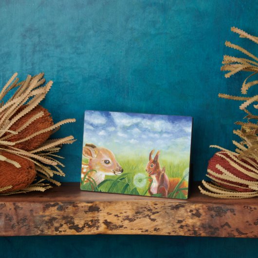 Hirsche Fawn und Eichhörnchen Fotoplatte (Seite)