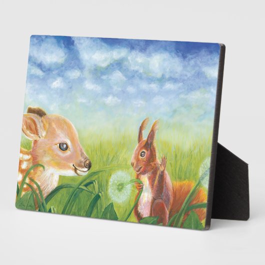 Hirsche Fawn und Eichhörnchen Fotoplatte (Seite)