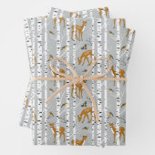 Hirsche Fawns White Birrest Forest Birds Gift Geschenkpapier Set (Beispiel)