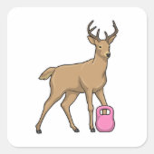 Hirsche Fitness Dumbbell Quadratischer Aufkleber (Vorderseite)