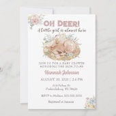 Hirsche Floral Fall Baby Girl Dusche Einladung (Vorderseite)