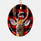 Hirsche Foto - Klassisches Rot und Schwarz kariert Keramik Ornament (Rechts)