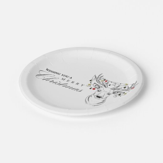 Hirsche Frohe Weihnachtsbuch-Teller Pappteller (Schrägansicht)