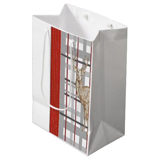 Hirsche Frohe Weihnachtsgeschenktaschen Mittlere Geschenktüte (Vorderseite Schrägansicht)
